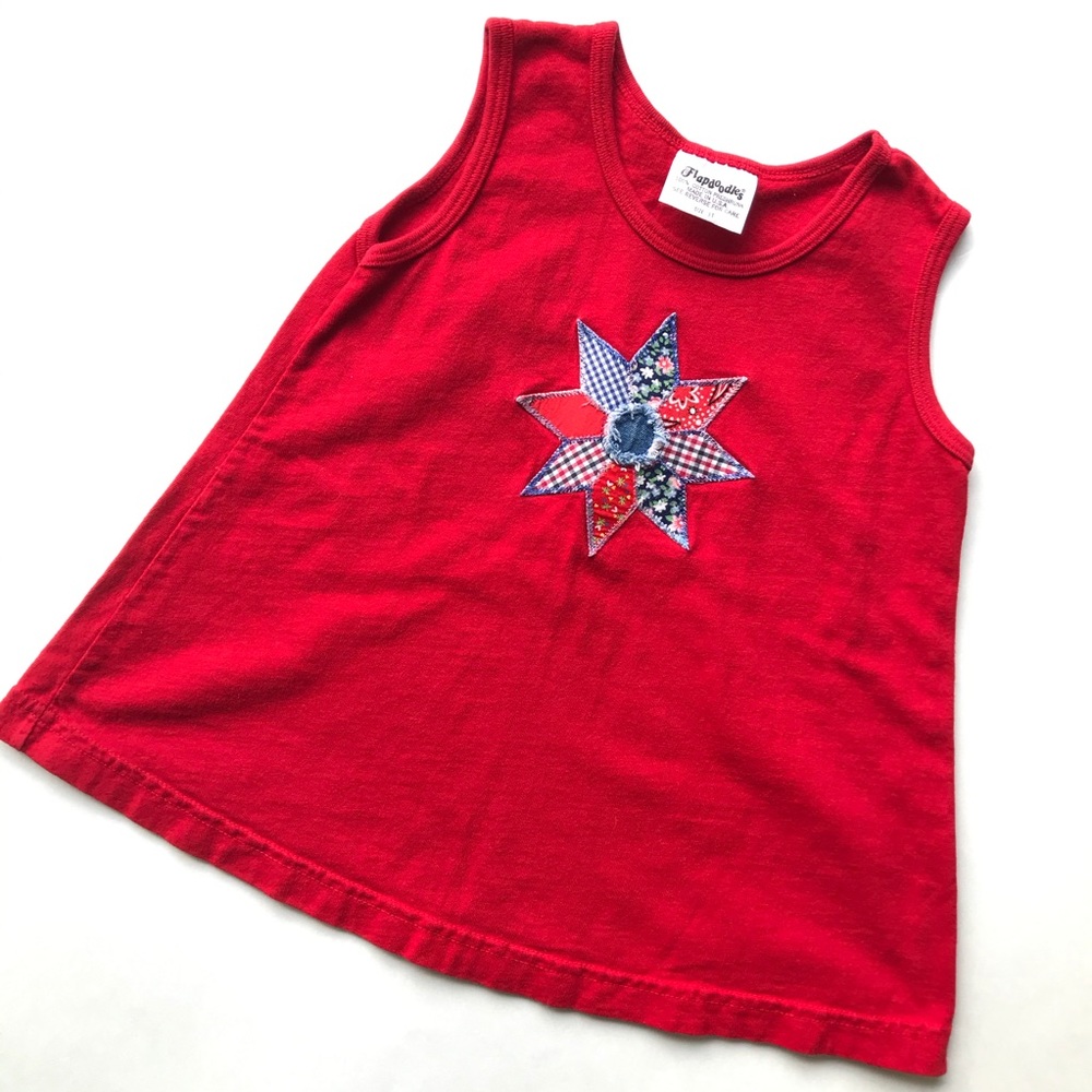 Flapdoodles Red Americana Patchwork Swing Sleeveless Tank Top Girls 3T 3 EUC